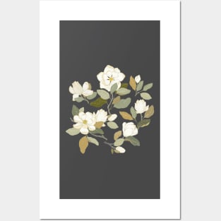 White magnolia flowers Posters and Art